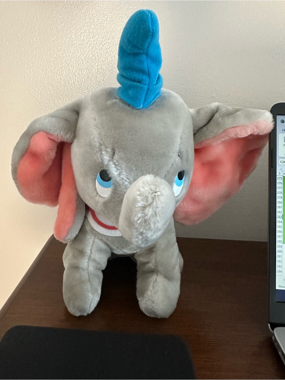 Gray Elephant Plush Toy with Blue Tuft - Kids Stuffed Animal